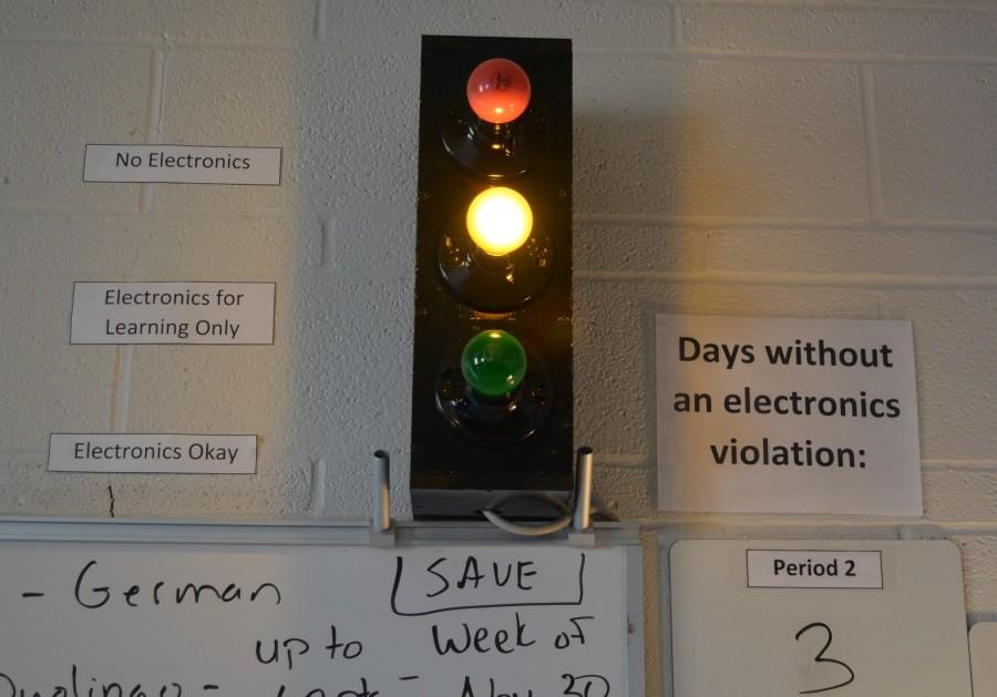 Mr. Gross cell phone light lets students know when they should (and shouldnt) use their phone.