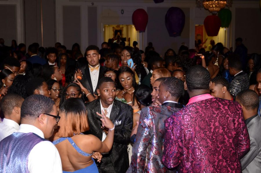 Students dance and sing during the 2019 prom. This is what all of the weeks of preparation have led them to. Im so excited, Im looking forward to it. I feel like its going to be fun, explains Nyla Anderson, about her expectations for this years prom.
